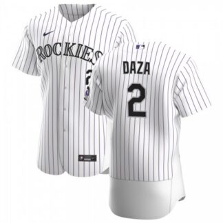 Colorado Rockies #2 Yonathan Daza Men’s Nike White Home 2020 Authentic Player MLB Jersey