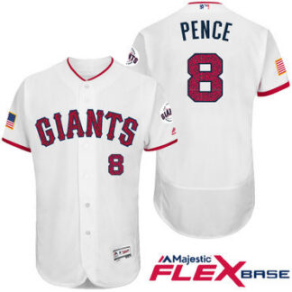 Men's San Francisco Giants #8 Hunter Pence White Stars & Stripes Fashion Independence Day Stitched MLB Majestic Fle...