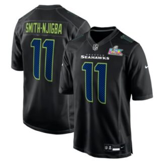 Men & Women & Youth Seattle Seahawks #11 Jaxon Smith-Njigba Black Nike Super Bowl LX Patch Carbon Fashion Game Stit...