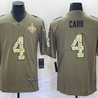 Men's New Orleans Saints #4 Derek Carr Olive With Camo 2017 Salute To Service Stitched NFL Nike Limited Jersey
