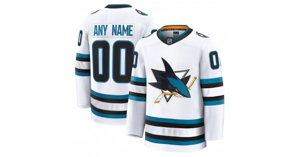 Men's San Jose Sharks White Away Premium Custom Jersey - Image 2