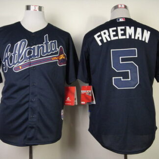 Atlanta Braves #5 Freddie Freeman Navy Blue Jersey