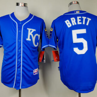 Kansas City Royals #5 Brett Throwback Blue Jerseys