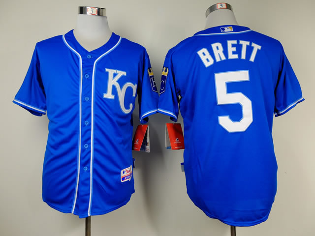 Kansas City Royals #5 Brett Throwback Blue Jerseys