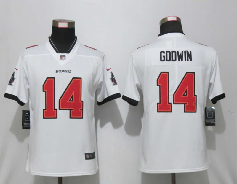 Women Nike Tampa Bay Buccaneers 14 Godwin White Alternate Vapor Limited Jersey