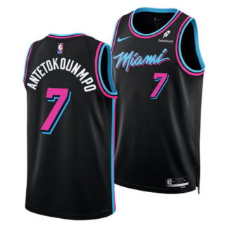 Men's Miami Heat #7 Giannis Antetokounmpo Nike Black Swingman City Edition Jersey