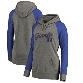 Women New York Giants NFL Pro Line by Fanatics Branded Timeless Collection Rising Script Plus Size Tri-Blend Hoodie...