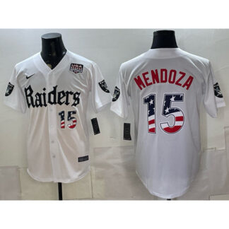 Youth Las Vegas Raiders #15 Fernando Mendoza White USA 250 Fourth of July Vapor Limited Baseball Jersey