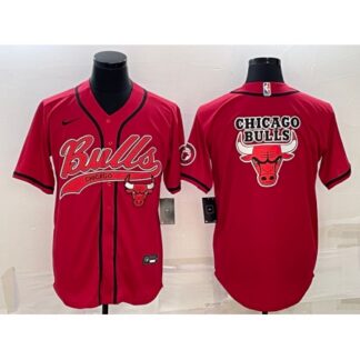 Men's Chicago Bulls Red Team Big Logo Cool Base Stitched Baseball Jersey