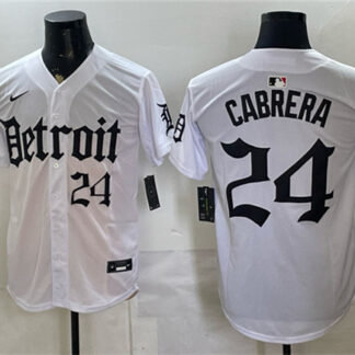 Men's Detroit Tigers #24 Miguel Cabrera 2026 White 'Motor Gothic Edition' Vapor Premier Limited Stitched Baseball J...