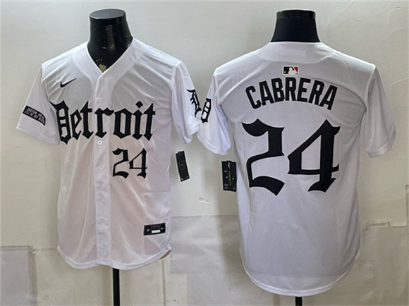 Men's Detroit Tigers #24 Miguel Cabrera 2026 White 'Motor Gothic Edition' Vapor Premier Limited Stitched Baseball J...