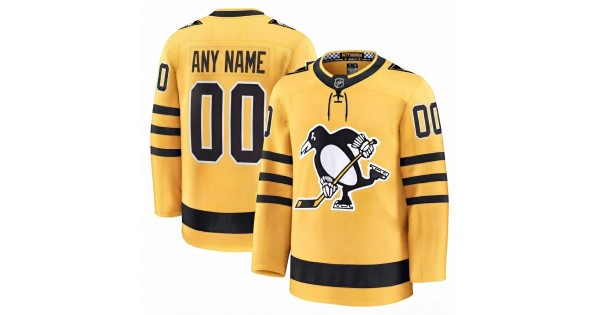 Men's Pittsburgh Penguins Gold Alternate Premium Custom Jersey - Image 2
