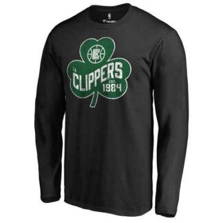 Men's LA Clippers Fanatics Branded Black Big & Tall St. Patrick's Day Paddy's Pride Long Sleeve T-Shirt FengYun