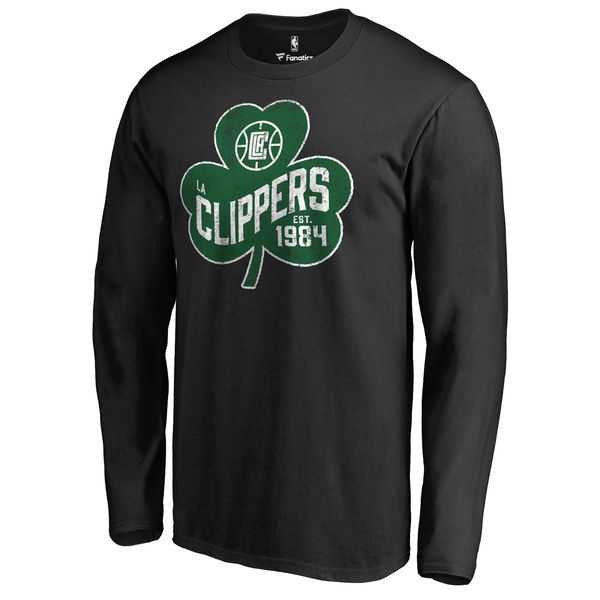 Men's LA Clippers Fanatics Branded Black Big & Tall St. Patrick's Day Paddy's Pride Long Sleeve T-Shirt FengYun