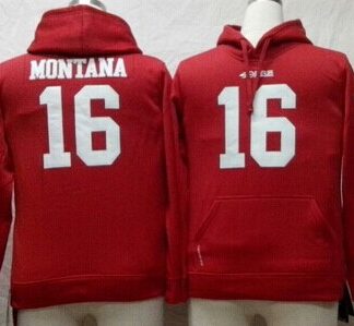 Nike San Francisco 49ers #16 Joe Montana Red Kids Hoodie