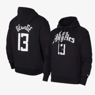 Men's Los Angeles Clippers #13 Paul George 2021 Black Pullover Hoodie QPE8
