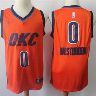 Thunder 0 Russell Westbrook Orange 2018 19 Earned Edition Nike Swingman Jersey