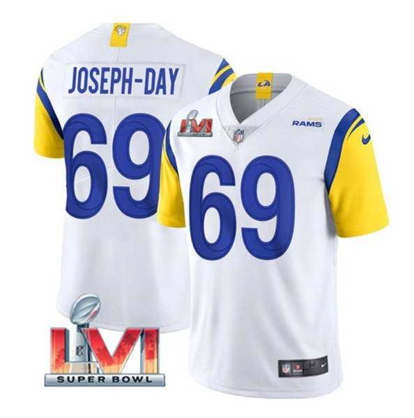 Nike Rams Men & Women & Youth 69 Sebastian Joseph Day White 2022 Super Bowl LVI Vapor Limited Jersey