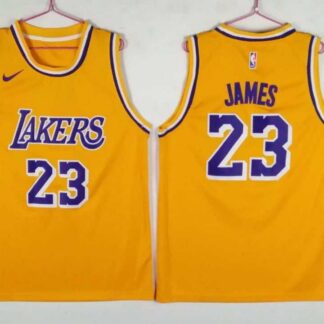 Lakers 23 Lebron James Yellow Nike Swingman Stitched NBA Jerseys