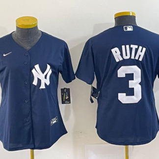 Women's New York Yankees #3 Babe Ruth Navy Blue Stitched Nike Cool Base Jersey