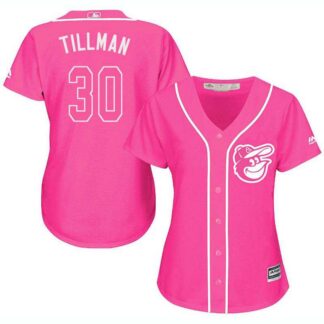 Glued Women's Baltimore Orioles #30 Chris Tillman Pink New Cool Base Jersey WEM
