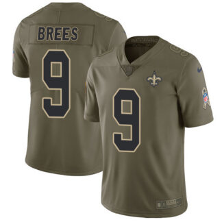 Nike New Orleans Saints #9 Drew Brees Olive Men’s Stitched NFL Limited 2017 Salute To Service Jersey