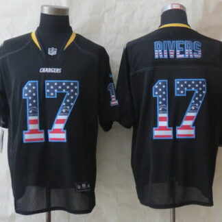 Nike San Diego Chargers #17 Philip Rivers 2014 USA Flag Fashion Black Elite Jersey