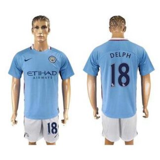 Manchester City #18 Delph Home Soccer Club Jersey