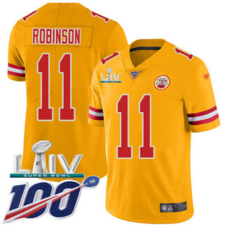 Nike Kansas City Chiefs #11 Demarcus Robinson Gold Super Bowl LIV 2020 Men’s Stitched NFL Limited Inverted Legend 1...