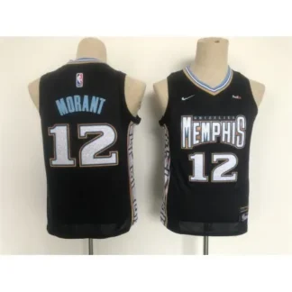 Youth Memphis Grizzlies #12 Ja Morant Black 2022/23 City Edition Stitched Basketball Jersey 02JL