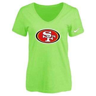 Women's San Francisco 49ers L.Green Logo V neck T-Shirt FengYun