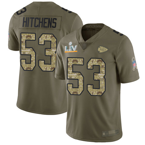 Nike Kansas City Chiefs #53 Anthony Hitchens Olive/Camo Men’s Super Bowl LV Bound Stitched NFL Limited 2017 Salute...