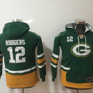 Youth Nike Green Bay Packers #12 Aaron Rodgers Green All Stitched Hooded Sweatshirt