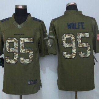 Men's Denver Broncos #95 Derek Wolfe Green Salute To Service 2015 NFL Nike Limited Jersey