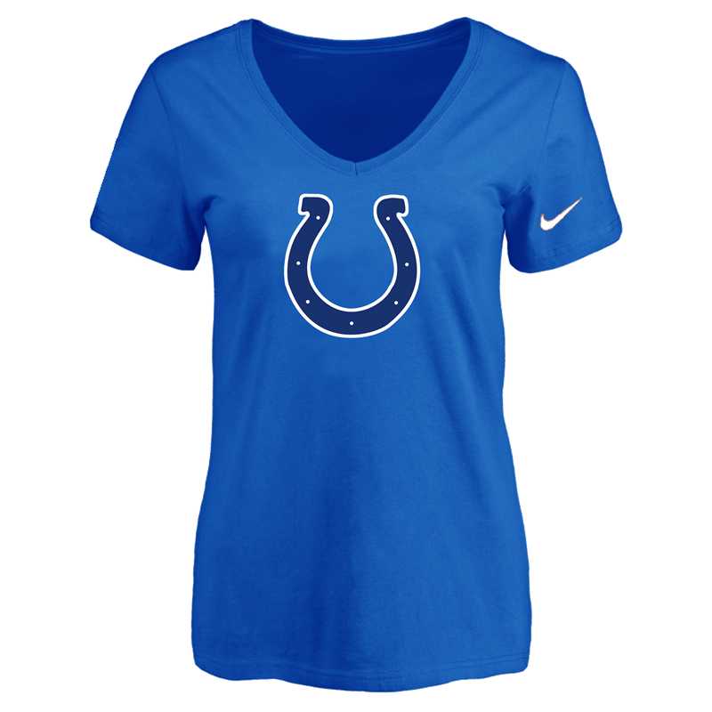 Women's Indiannapolis Colts Blue Logo V neck T-Shirt FengYun
