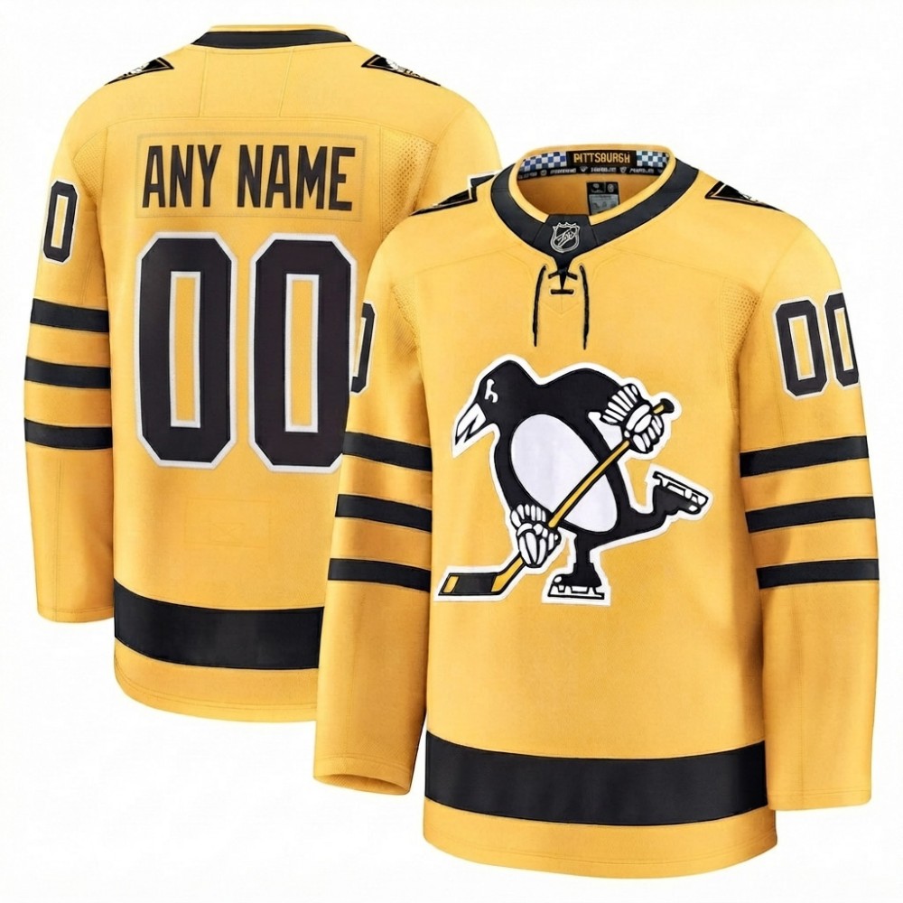 Men's Pittsburgh Penguins Gold Alternate Premium Custom Jersey
