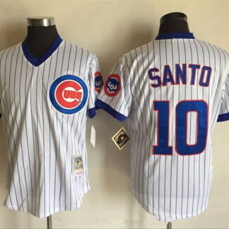 Men's Chicago Cubs #10 Ron Santo 1988 White Pullover Stitched MLB Throwback Jersey By Mitchell & Ness