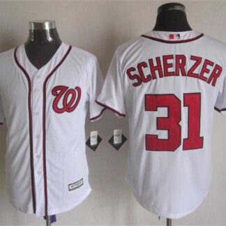 Majestic Washington Nationals #31 Max Scherzer White MLB Stitched Jerseys