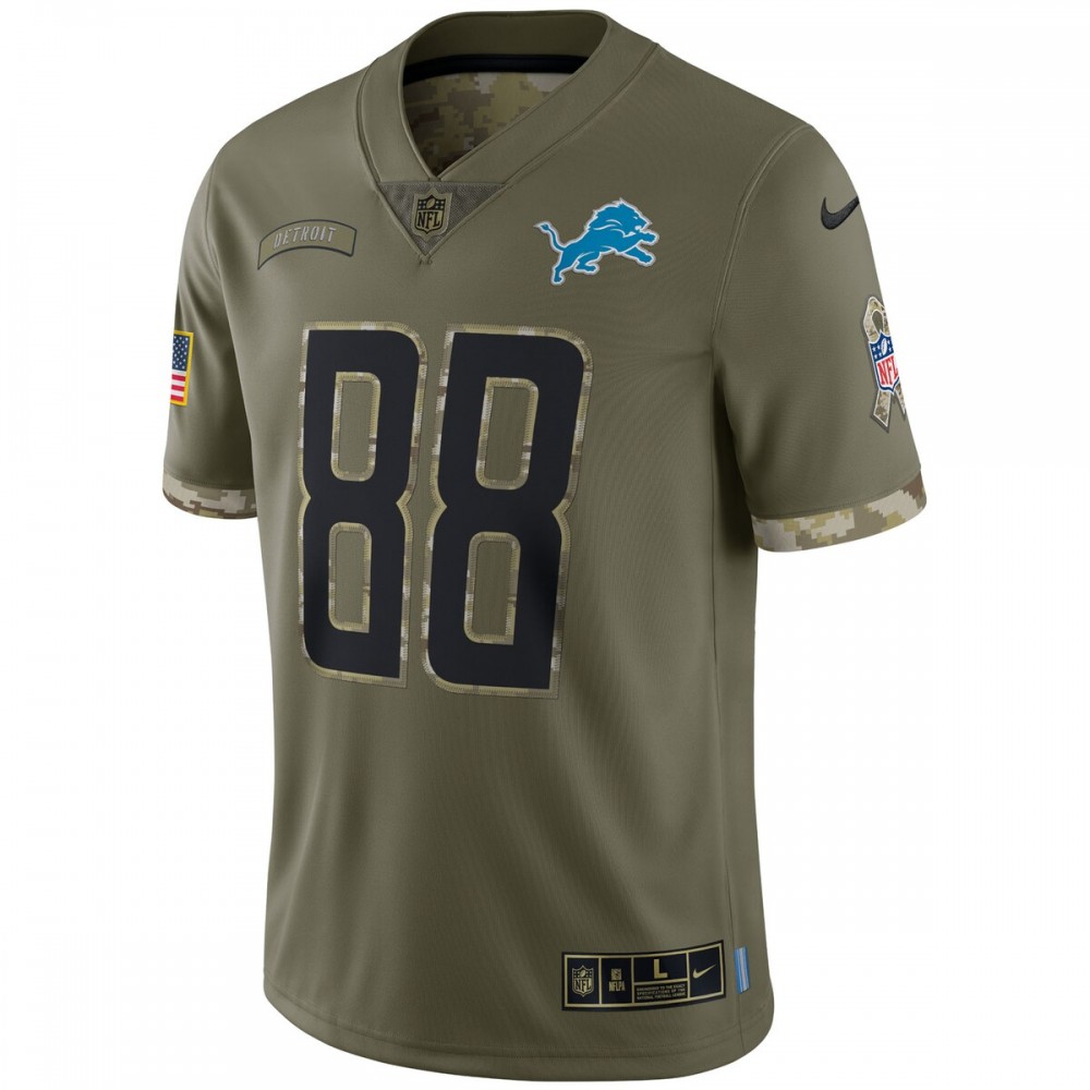 T.J. Hockenson Detroit Lions Nike 2022 Salute To Service Limited Jersey - Olive - Image 2