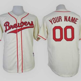 Customized Milwaukee Brewers MLB Jerseys-Men's Stitched 1948 Turn Back The Clock Cream Jersey