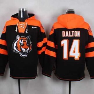 Cincinnati Bengals #14 Andy Dalton Black Player Stitched Pullover NFL Hoodie