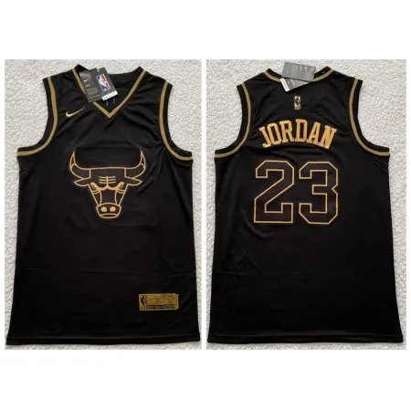 Men's Chicago Bulls #23 Michael Jordan Black Gold Edition Stitched Jersey Y8R7
