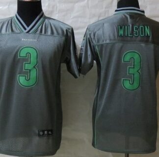 Nike Seattle Seahawks #3 Russell Wilson 2013 Gray Vapor Kids Jersey