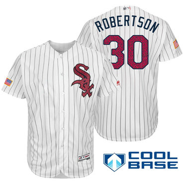 Men's Chicago White Sox #30 David Robertson White Stars & Stripes Fashion Independence Day Stitched MLB Majestic Co...