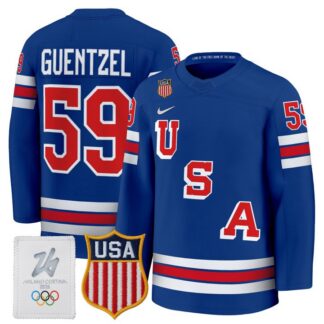 Mens Womens Youth USA Hockey 2026 Olympic #59 Jake Guentzel Royal Nike Premium Stitched Jersey