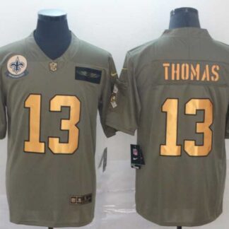 Nike Saints 13 Michael Thomas 2019 Olive Gold Salute To Service Limited Jersey