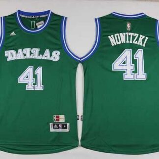 Dallas Mavericks #41 Dirk Nowitzki Green Hardwood Classics Performance Stitched NBA Jersey