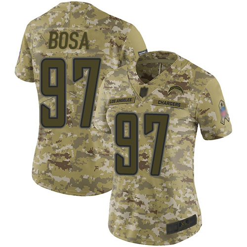 Nike Los Angeles Chargers #97 Joey Bosa Camo Women’s Stitched NFL Limited 2018 Salute to Service Jersey