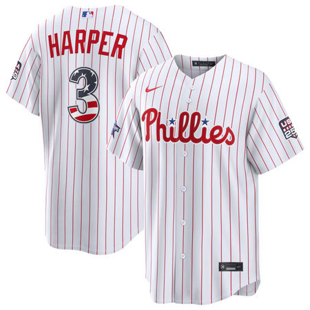 Youth Philadelphia Phillies #3 Bryce Harper Nike White 2026 All-Star Edition Stars & Stripes Stadium Jersey