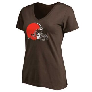 WOMEN'S CLEVELAND BROWNS PRO LINE BROWN PRIMARY TEAM LOGO SLIM FIT T-Shirt LanTian